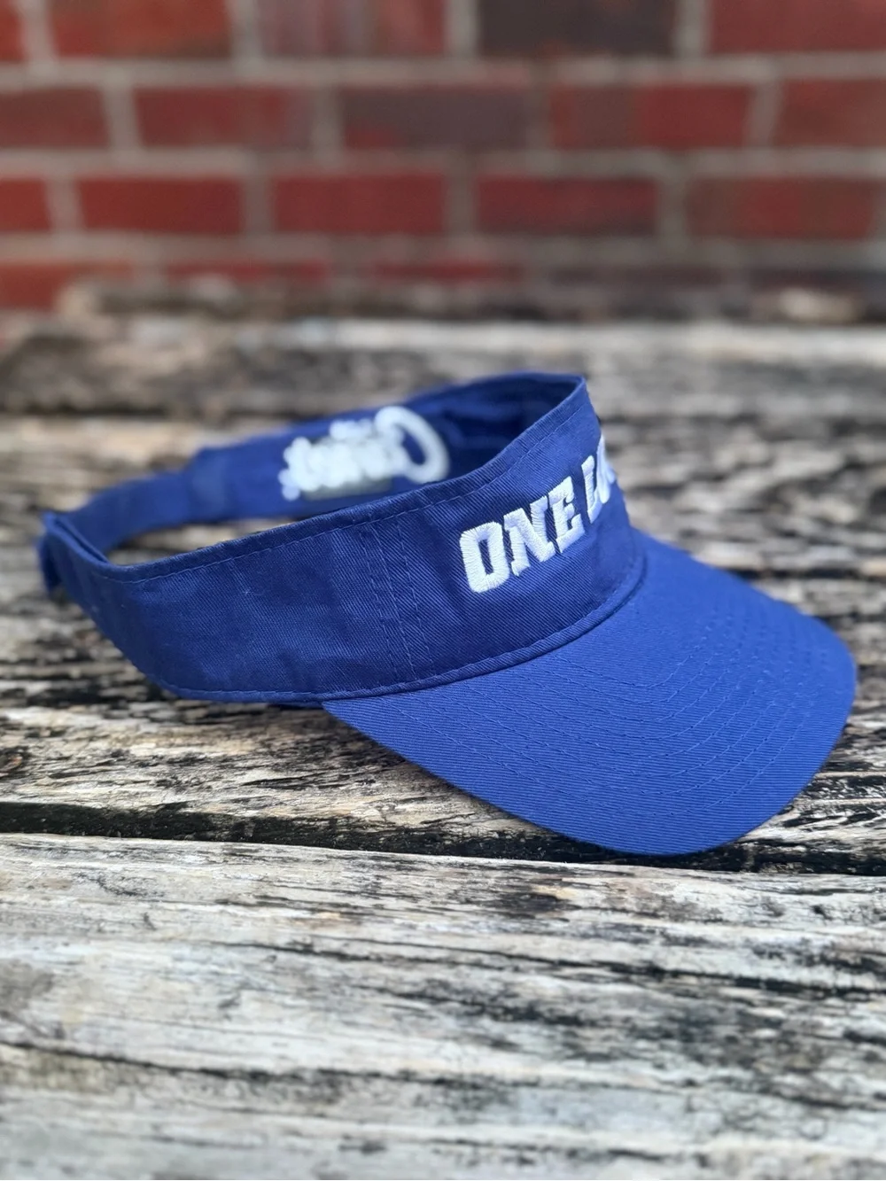 Raising Canes Chicken Finger Restaurant Blue 'ONE LOVE' Adjustable Visor Hat P1